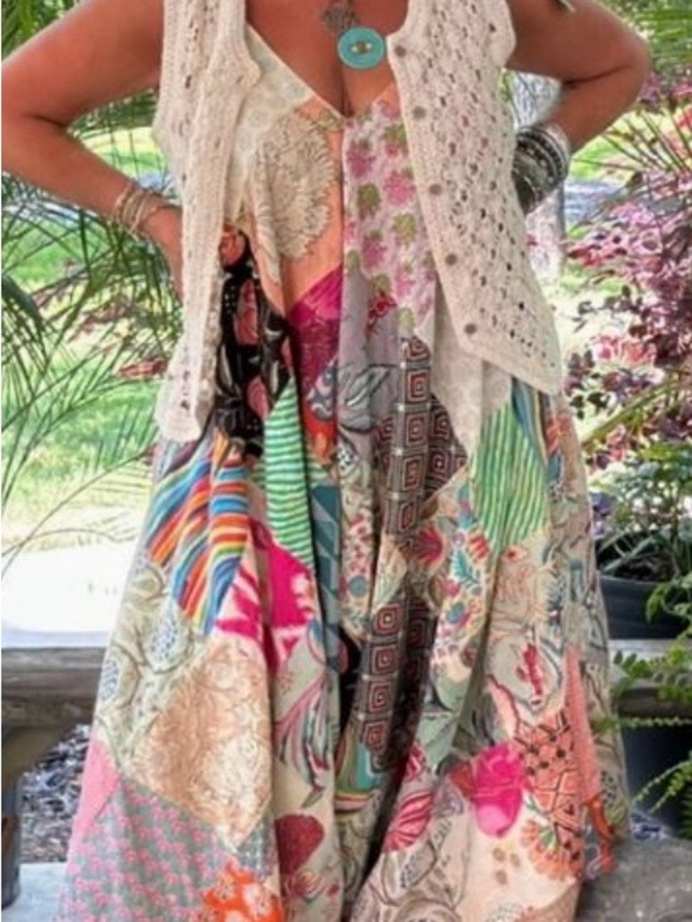 Jaded Gypsy Bohemian Multicolor Patchwork Jumpsuit